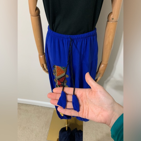Royal Blue Triangles Hobo Tatreez Sherwal Baggy Pants - Picture 10 of 17